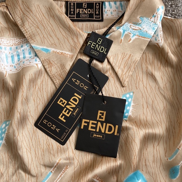 Vintage Fendi Jeans Roma Button Down Brown - Picture 10 of 10